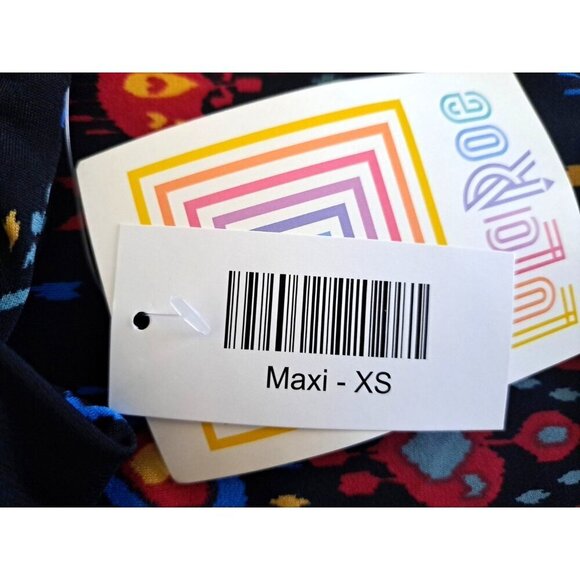 Lularoe Womens XS (4-6) Maxi Skirt Black Slinky Stretch Multicolor Art Print - Picture 5 of 6